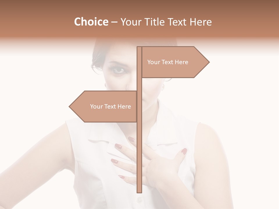 A Woman In A White Shirt Holding Her Hand To Her Chest PowerPoint Template