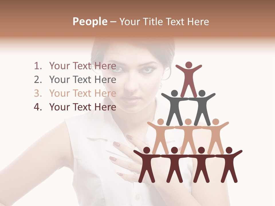 A Woman In A White Shirt Holding Her Hand To Her Chest PowerPoint Template
