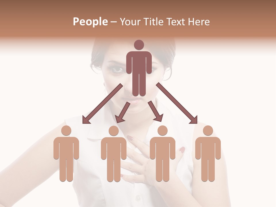 A Woman In A White Shirt Holding Her Hand To Her Chest PowerPoint Template