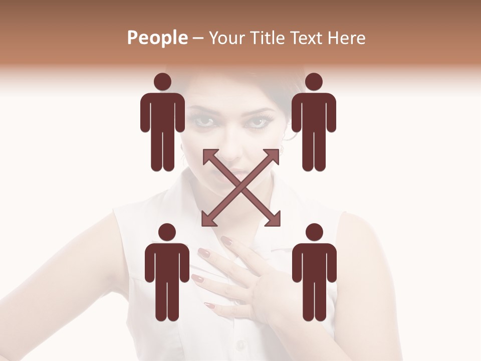 A Woman In A White Shirt Holding Her Hand To Her Chest PowerPoint Template
