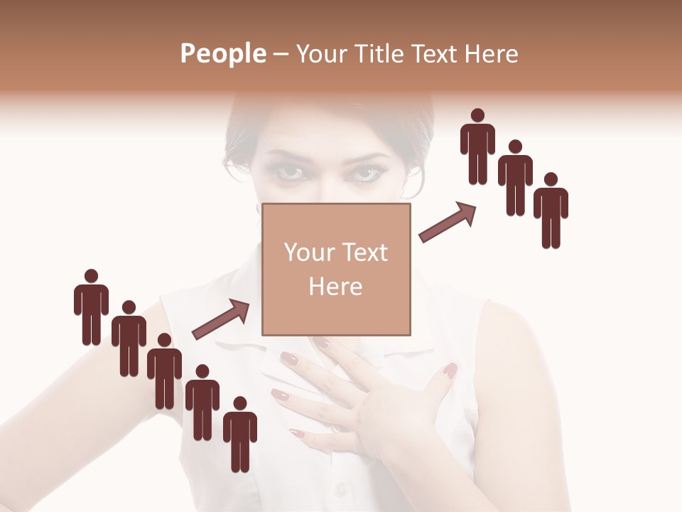 A Woman In A White Shirt Holding Her Hand To Her Chest PowerPoint Template