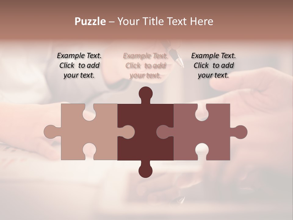 Two People Sitting At A Table With A Pen And Paper PowerPoint Template