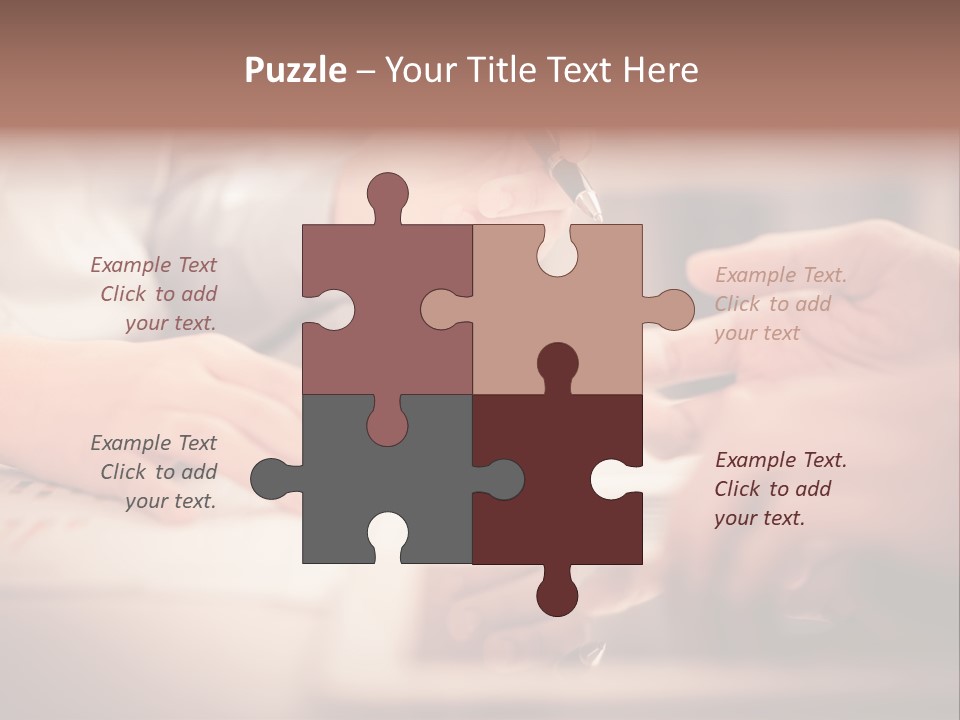 Two People Sitting At A Table With A Pen And Paper PowerPoint Template