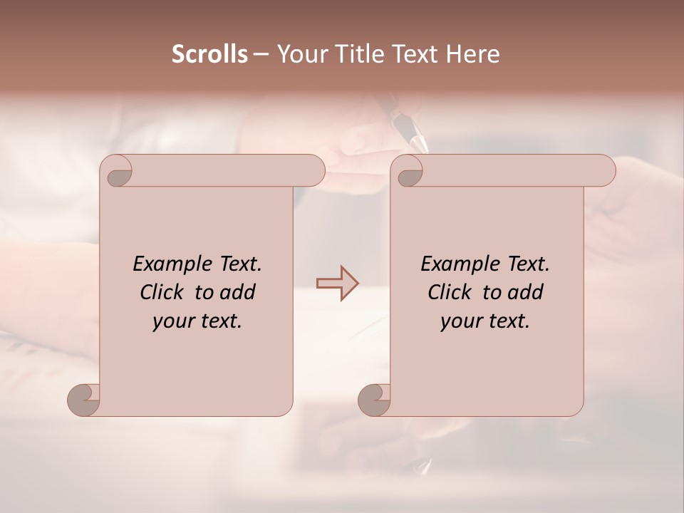 Two People Sitting At A Table With A Pen And Paper PowerPoint Template
