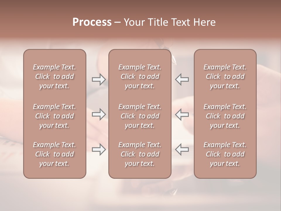 Two People Sitting At A Table With A Pen And Paper PowerPoint Template