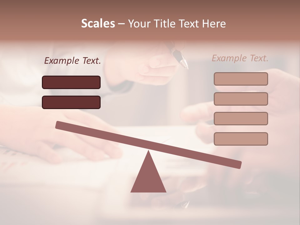 Two People Sitting At A Table With A Pen And Paper PowerPoint Template