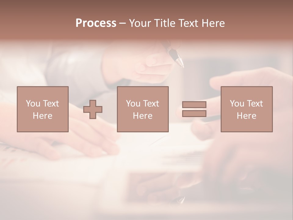 Two People Sitting At A Table With A Pen And Paper PowerPoint Template