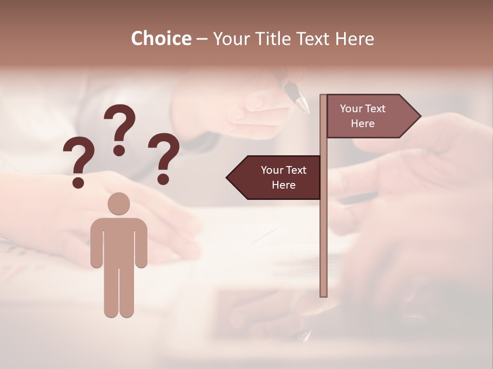 Two People Sitting At A Table With A Pen And Paper PowerPoint Template