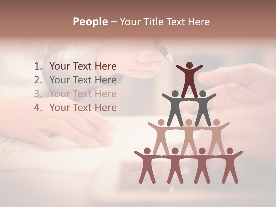 Two People Sitting At A Table With A Pen And Paper PowerPoint Template