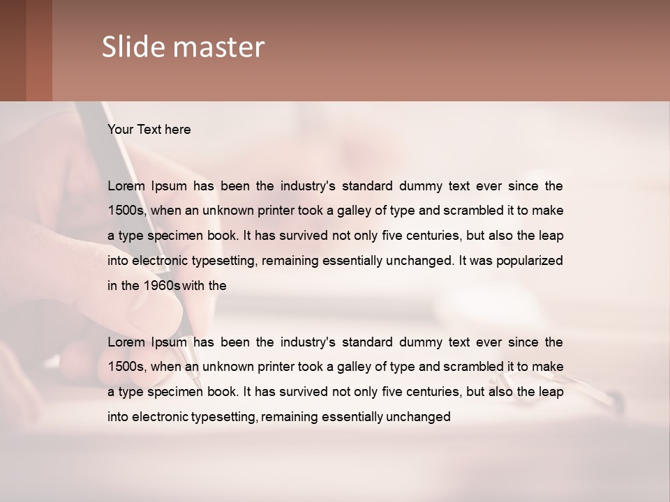 A Person Writing On A Piece Of Paper With A Pen PowerPoint Template