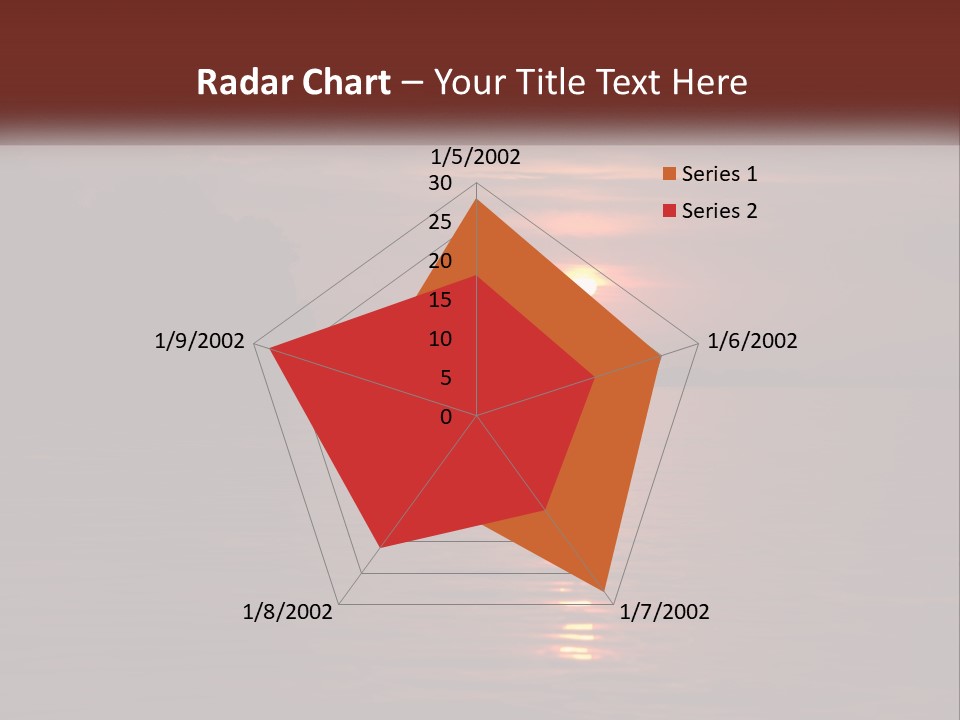 A Sunset Over A Body Of Water With Trees In The Background PowerPoint Template