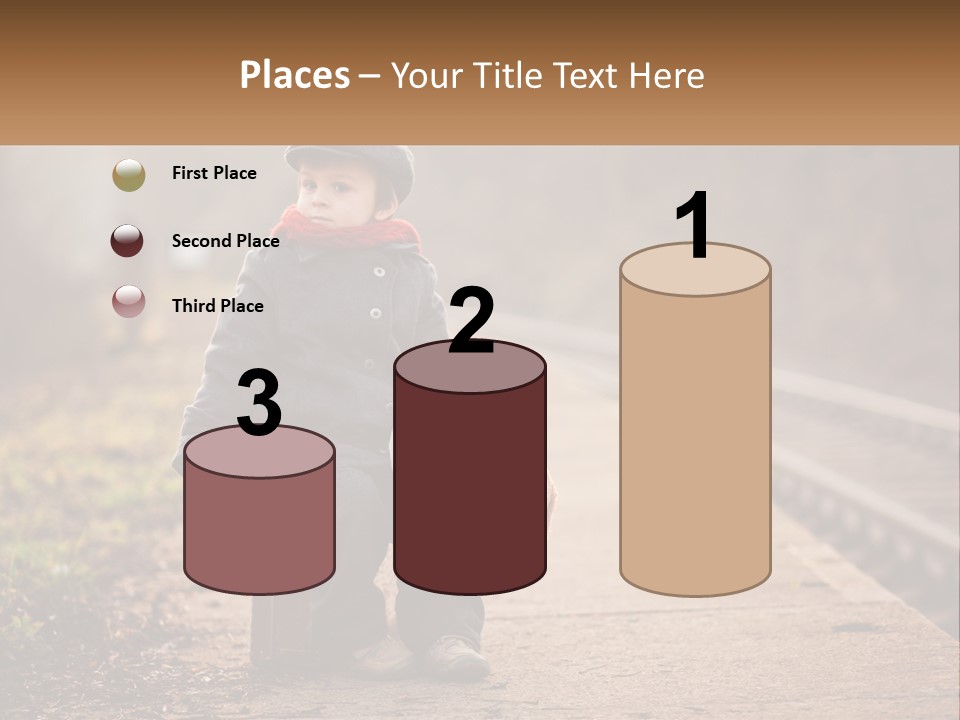 A Little Boy Sitting On A Suitcase With A Teddy Bear PowerPoint Template