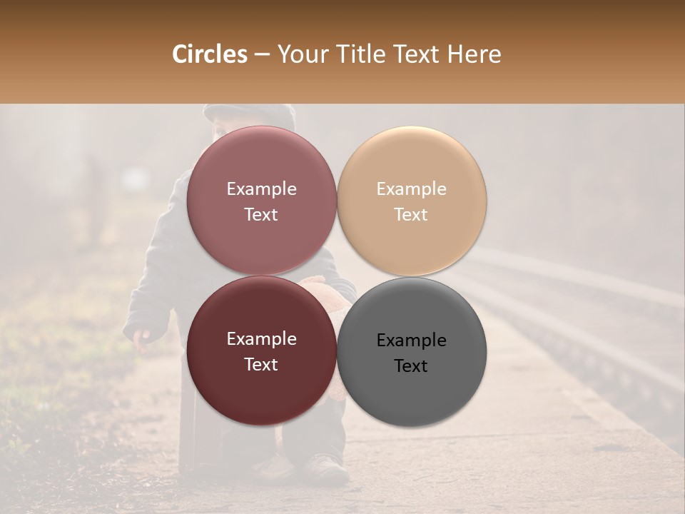 A Little Boy Sitting On A Suitcase With A Teddy Bear PowerPoint Template