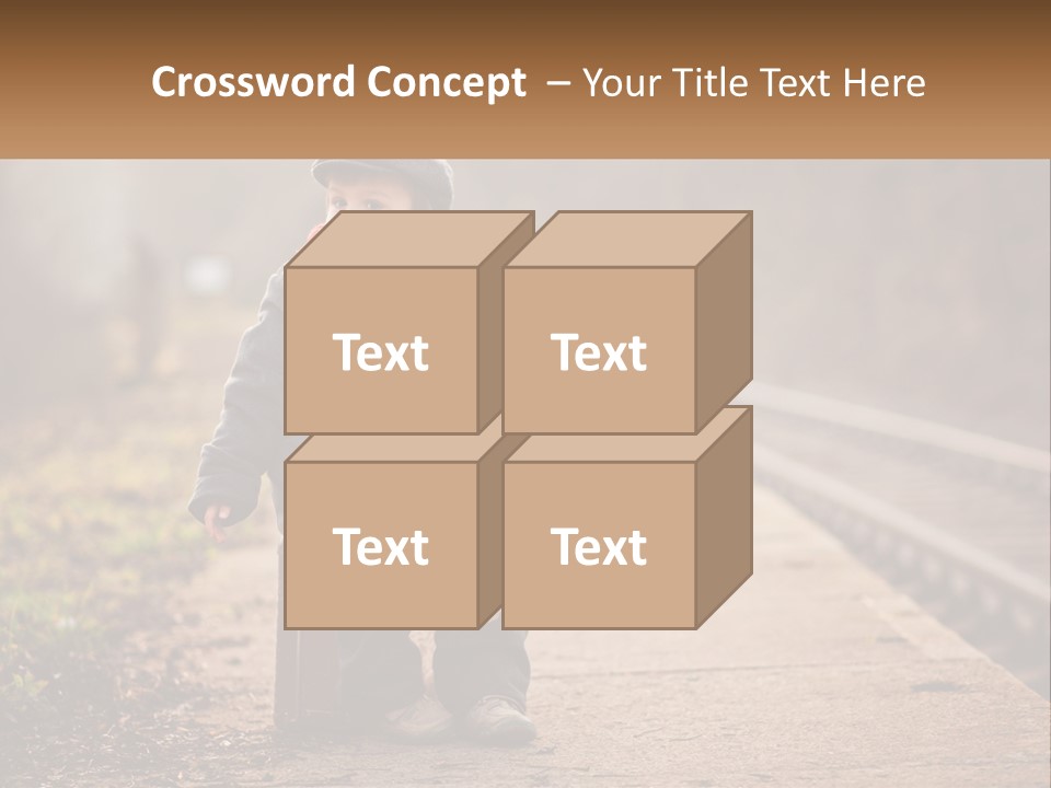 A Little Boy Sitting On A Suitcase With A Teddy Bear PowerPoint Template