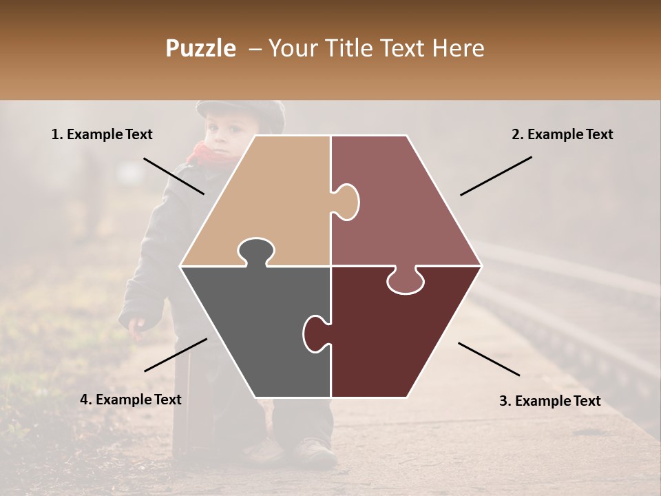 A Little Boy Sitting On A Suitcase With A Teddy Bear PowerPoint Template