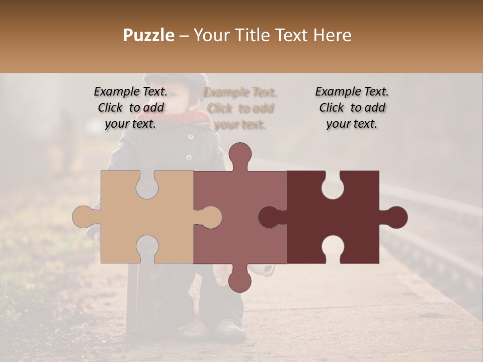 A Little Boy Sitting On A Suitcase With A Teddy Bear PowerPoint Template