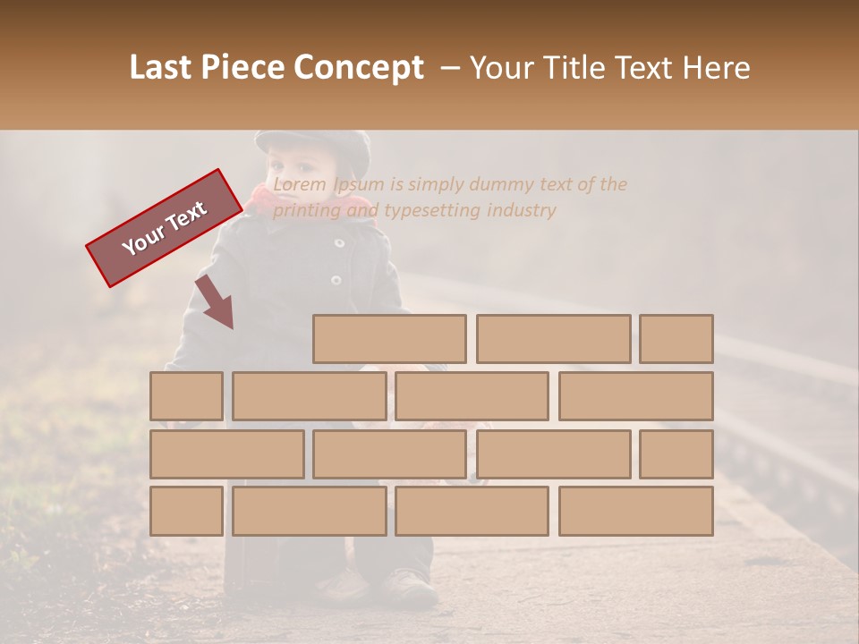 A Little Boy Sitting On A Suitcase With A Teddy Bear PowerPoint Template