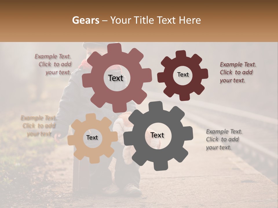 A Little Boy Sitting On A Suitcase With A Teddy Bear PowerPoint Template