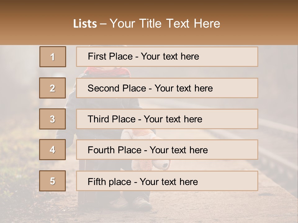 A Little Boy Sitting On A Suitcase With A Teddy Bear PowerPoint Template