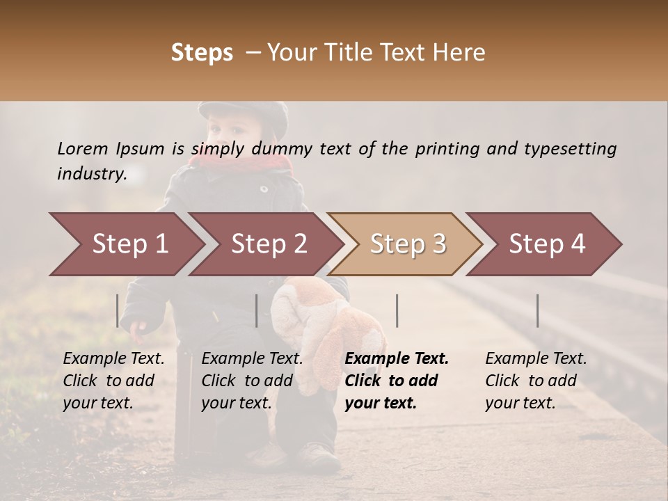 A Little Boy Sitting On A Suitcase With A Teddy Bear PowerPoint Template