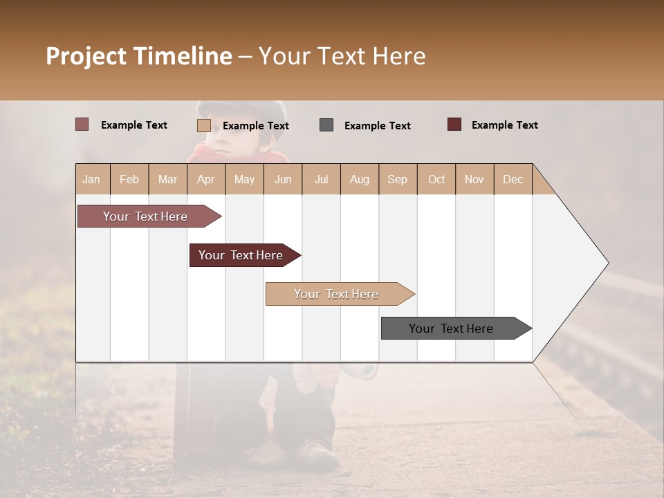 A Little Boy Sitting On A Suitcase With A Teddy Bear PowerPoint Template