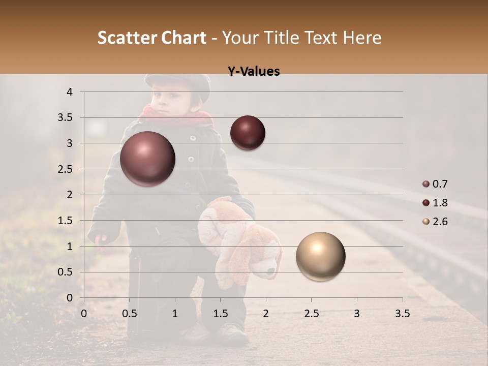 A Little Boy Sitting On A Suitcase With A Teddy Bear PowerPoint Template