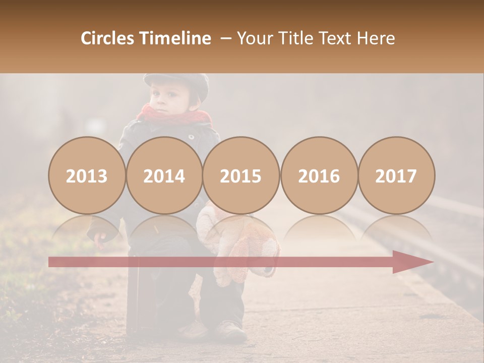 A Little Boy Sitting On A Suitcase With A Teddy Bear PowerPoint Template