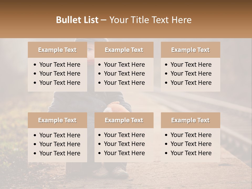 A Little Boy Sitting On A Suitcase With A Teddy Bear PowerPoint Template