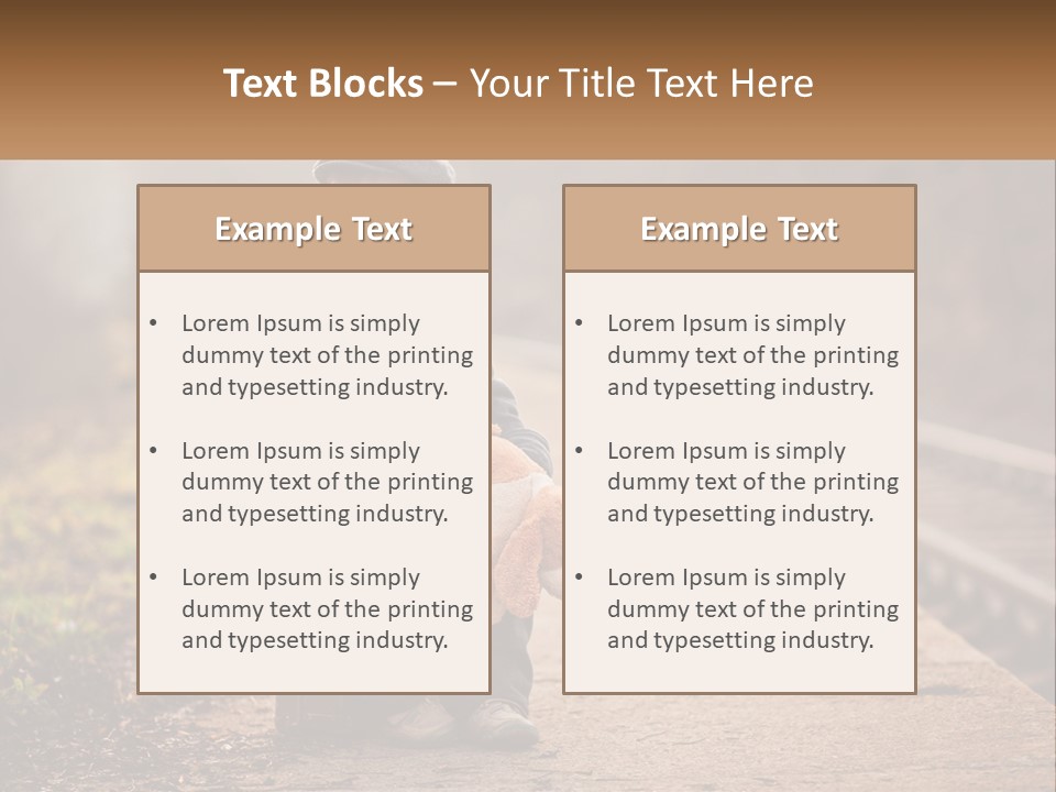 A Little Boy Sitting On A Suitcase With A Teddy Bear PowerPoint Template