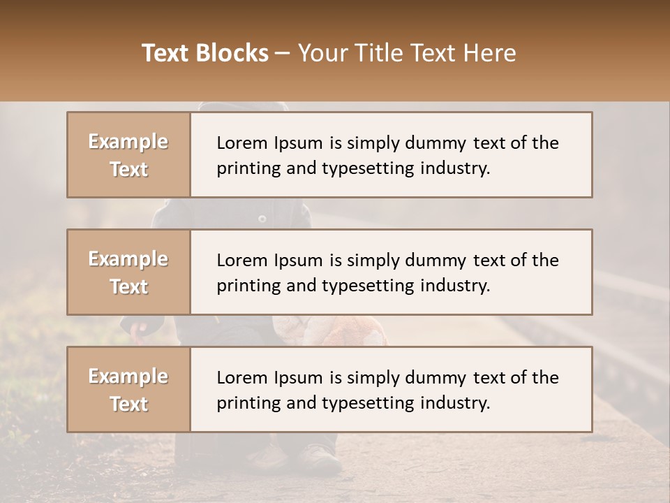 A Little Boy Sitting On A Suitcase With A Teddy Bear PowerPoint Template