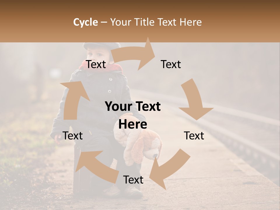 A Little Boy Sitting On A Suitcase With A Teddy Bear PowerPoint Template