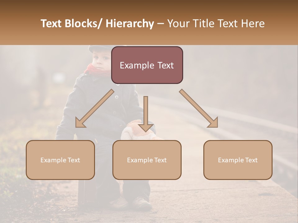 A Little Boy Sitting On A Suitcase With A Teddy Bear PowerPoint Template