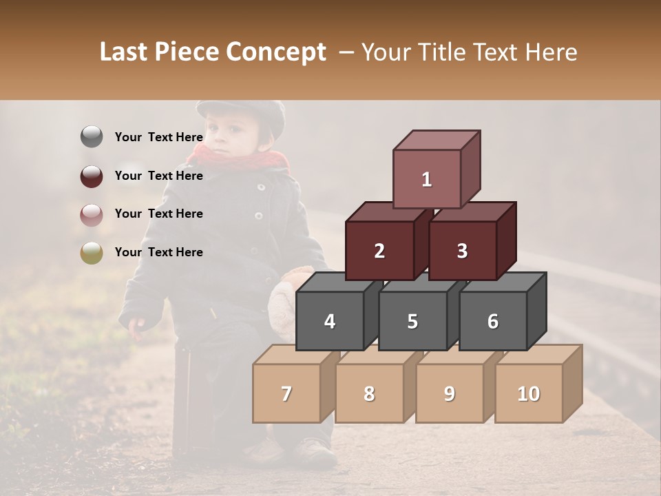 A Little Boy Sitting On A Suitcase With A Teddy Bear PowerPoint Template