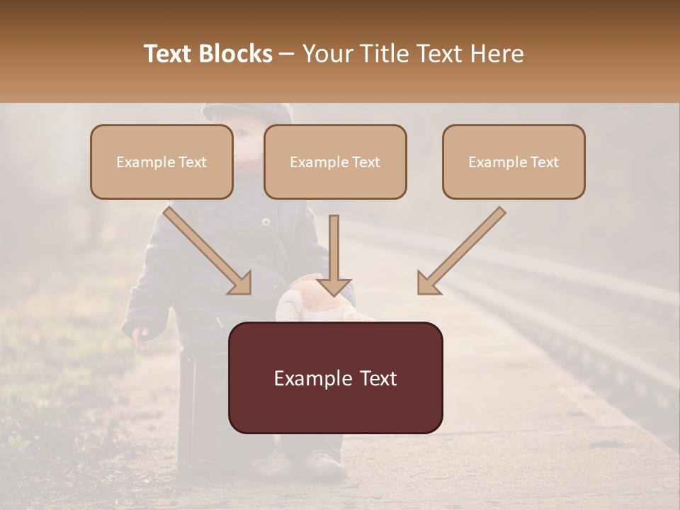 A Little Boy Sitting On A Suitcase With A Teddy Bear PowerPoint Template