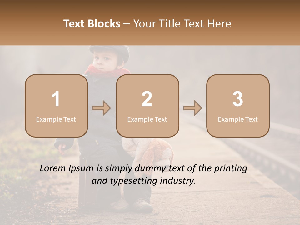A Little Boy Sitting On A Suitcase With A Teddy Bear PowerPoint Template
