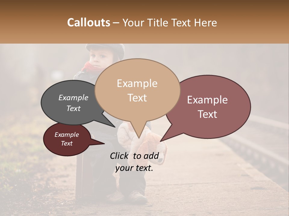 A Little Boy Sitting On A Suitcase With A Teddy Bear PowerPoint Template