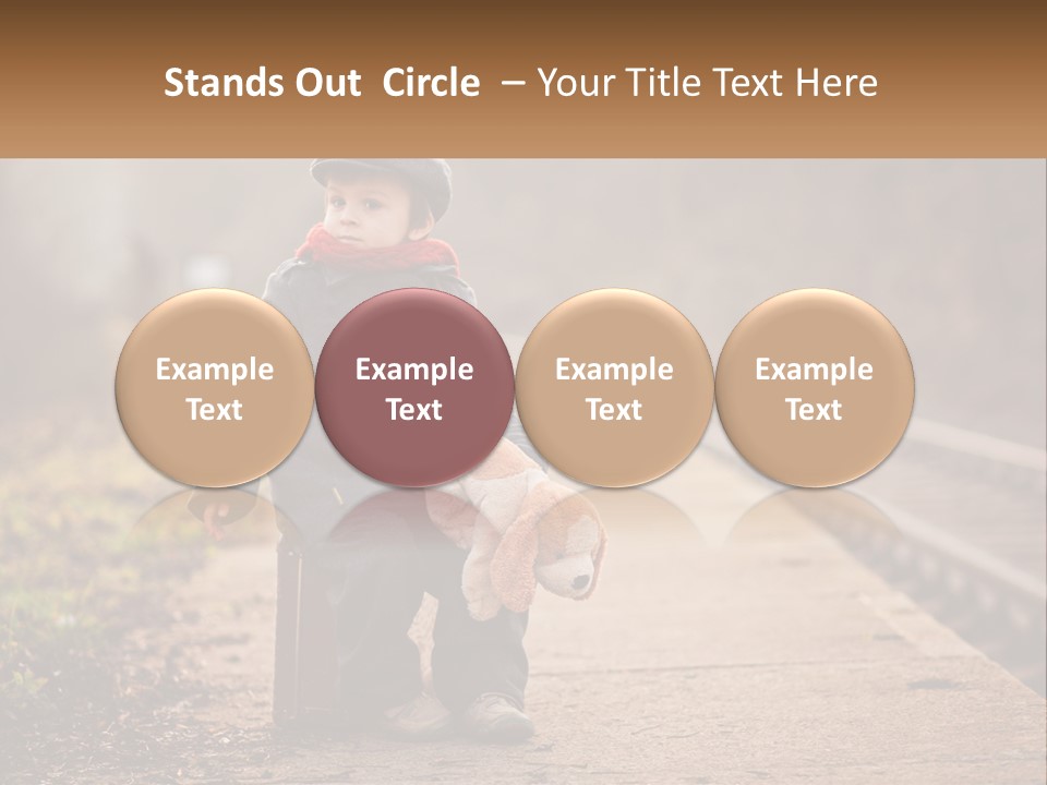 A Little Boy Sitting On A Suitcase With A Teddy Bear PowerPoint Template