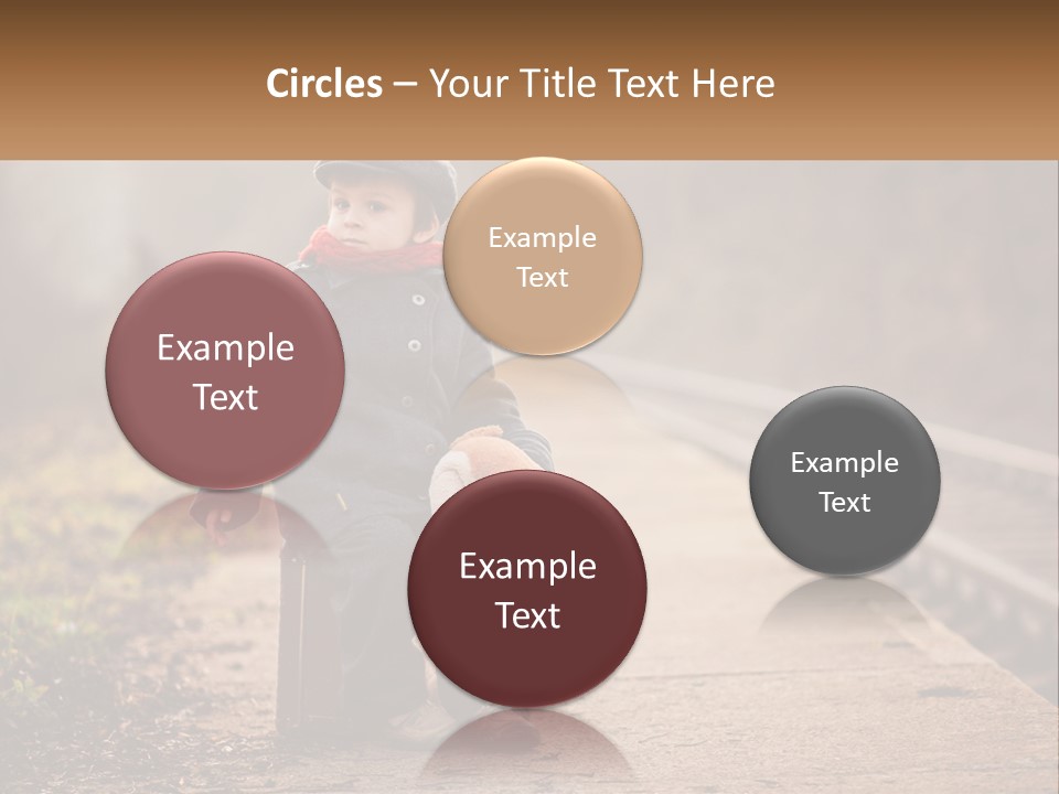 A Little Boy Sitting On A Suitcase With A Teddy Bear PowerPoint Template