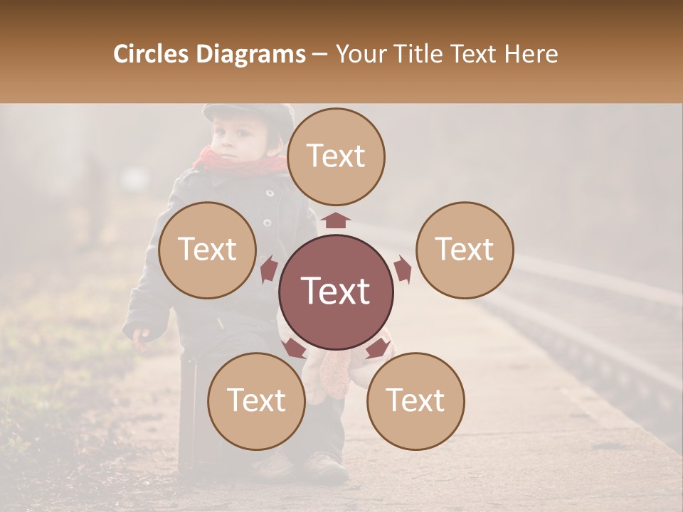 A Little Boy Sitting On A Suitcase With A Teddy Bear PowerPoint Template