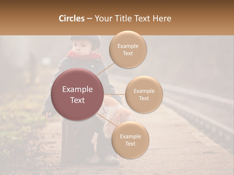 A Little Boy Sitting On A Suitcase With A Teddy Bear PowerPoint Template