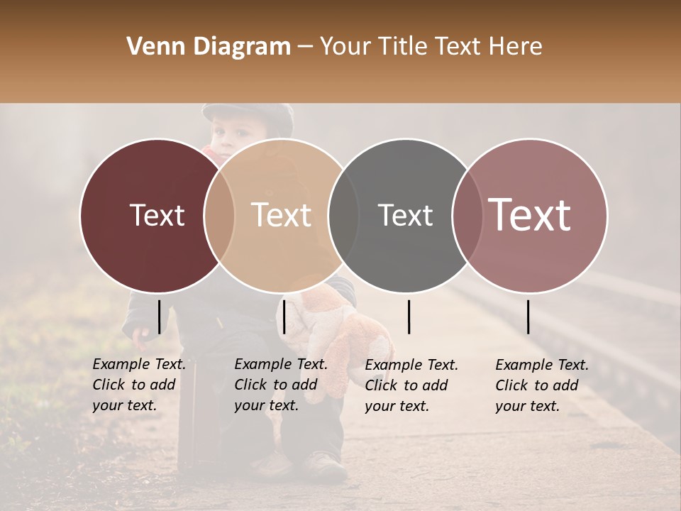 A Little Boy Sitting On A Suitcase With A Teddy Bear PowerPoint Template
