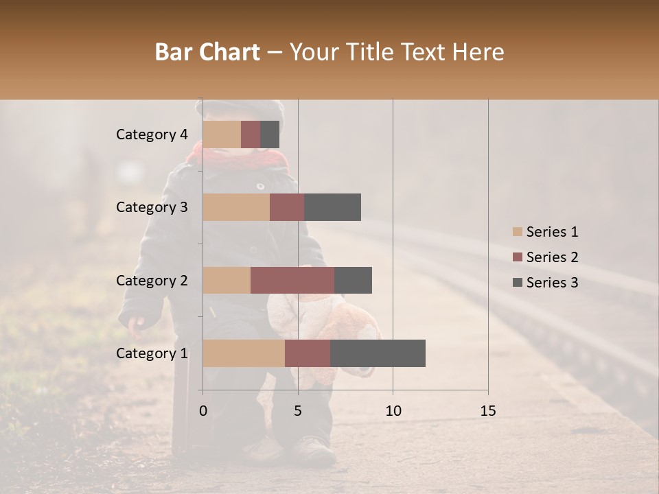 A Little Boy Sitting On A Suitcase With A Teddy Bear PowerPoint Template