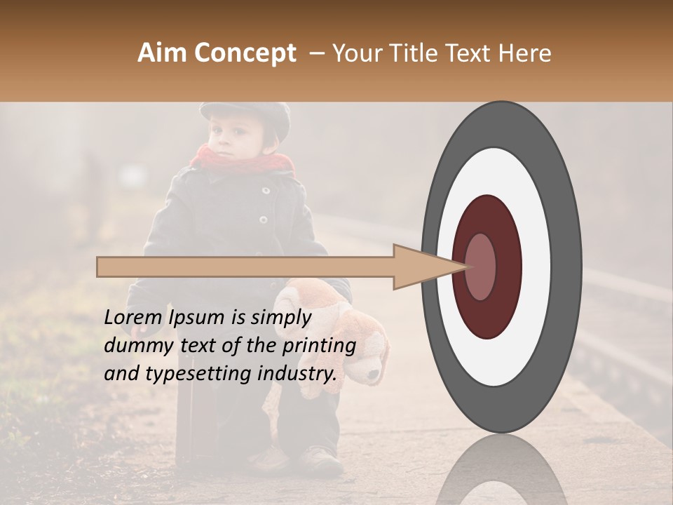 A Little Boy Sitting On A Suitcase With A Teddy Bear PowerPoint Template