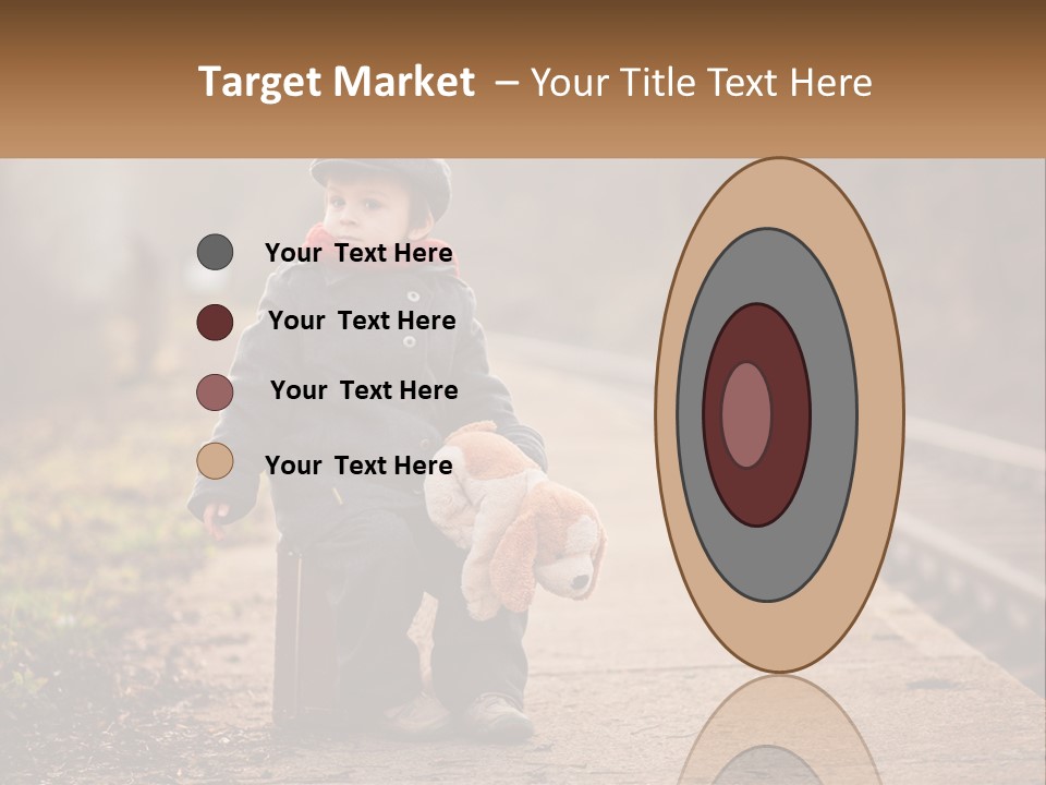 A Little Boy Sitting On A Suitcase With A Teddy Bear PowerPoint Template