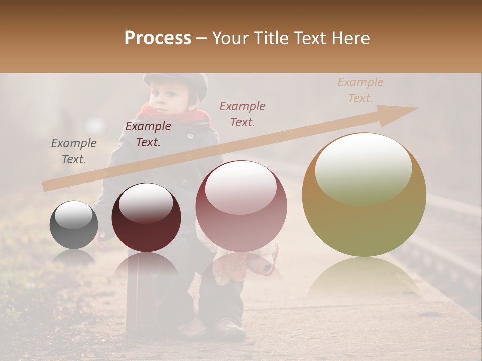 A Little Boy Sitting On A Suitcase With A Teddy Bear PowerPoint Template