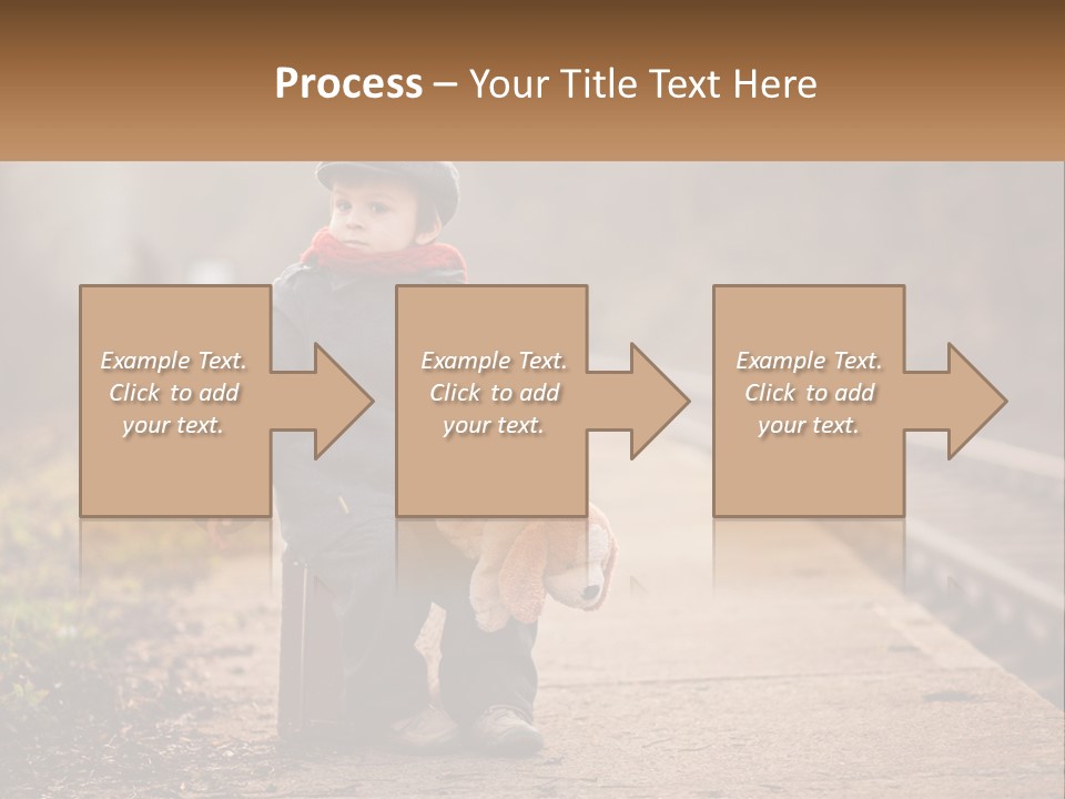 A Little Boy Sitting On A Suitcase With A Teddy Bear PowerPoint Template