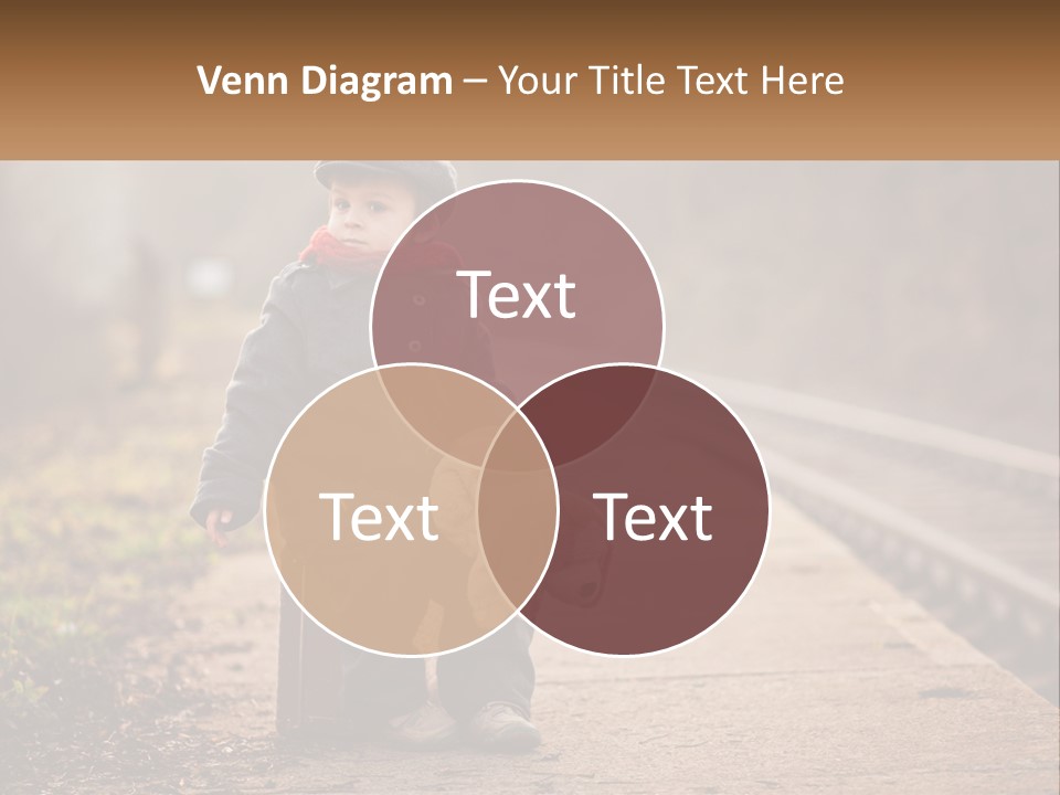 A Little Boy Sitting On A Suitcase With A Teddy Bear PowerPoint Template