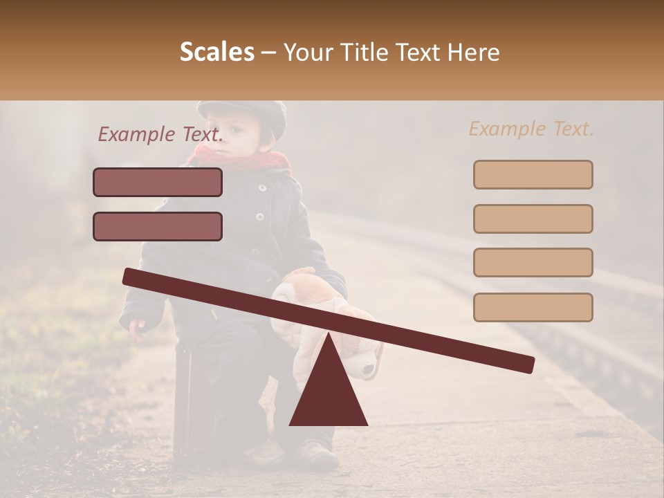 A Little Boy Sitting On A Suitcase With A Teddy Bear PowerPoint Template