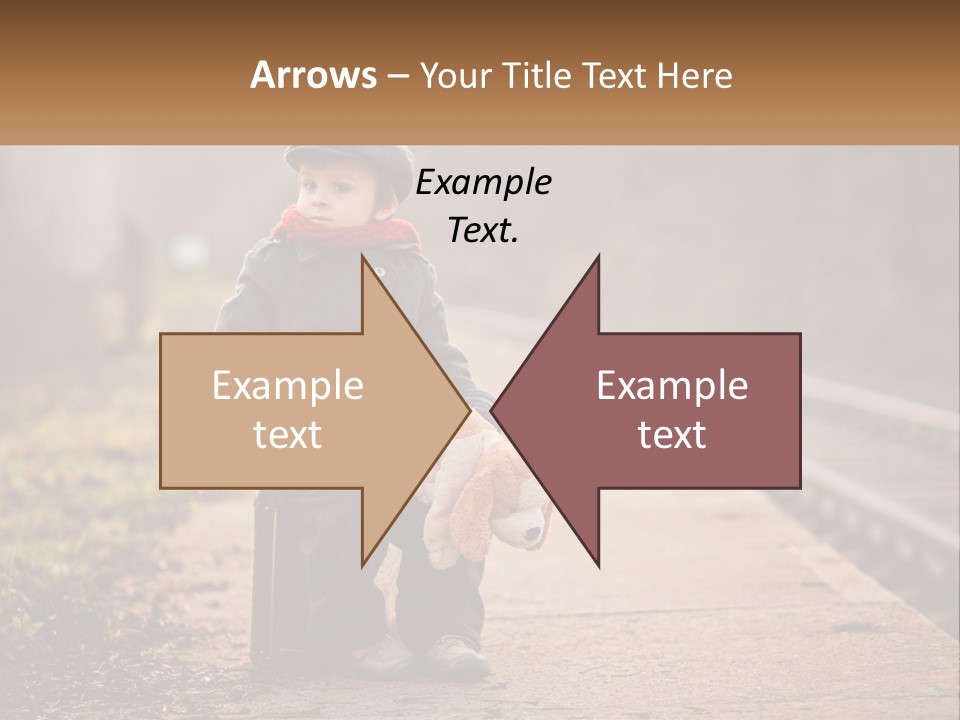 A Little Boy Sitting On A Suitcase With A Teddy Bear PowerPoint Template