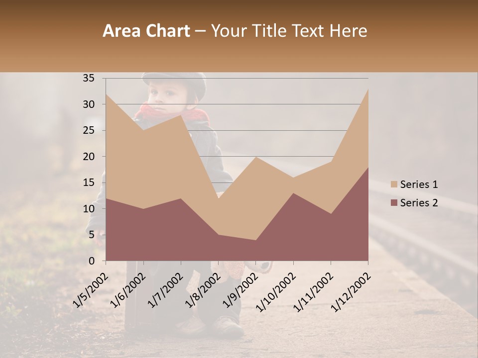 A Little Boy Sitting On A Suitcase With A Teddy Bear PowerPoint Template